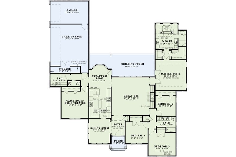 Home Plan - Floor Plan - Main Floor for Traditional House Plan #17-585 - 4 bed, 2.5 bath