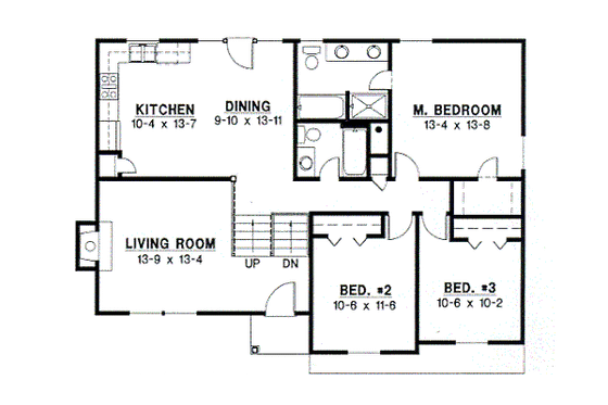 Floor Plan - Main Floor for Traditional House Plan #67-661 - 3 bed, 2 bath