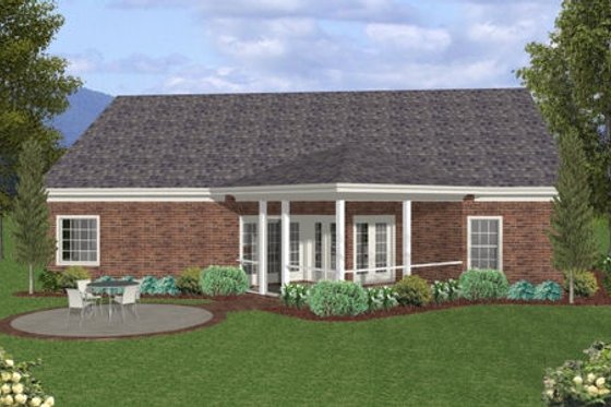 Exterior - Rear Elevation for Southern House Plan #56-580 - 3 bed, 2.5 bath