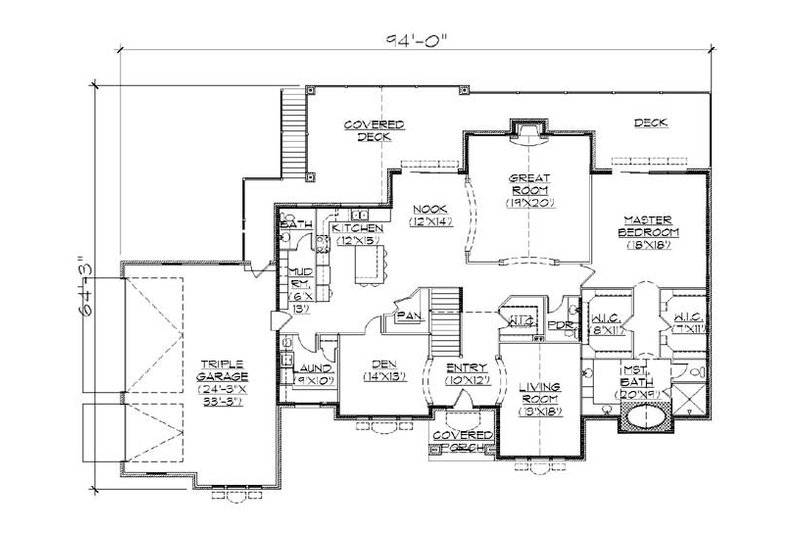Home Plan - Floor Plan - Main Floor for Traditional House Plan #5-322 - 4 bed, 4 bath