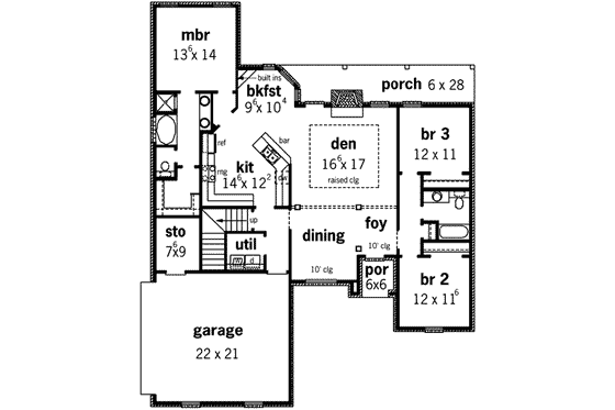 Floor Plan - Main Floor for European House Plan #16-267 - 3 bed, 2 bath