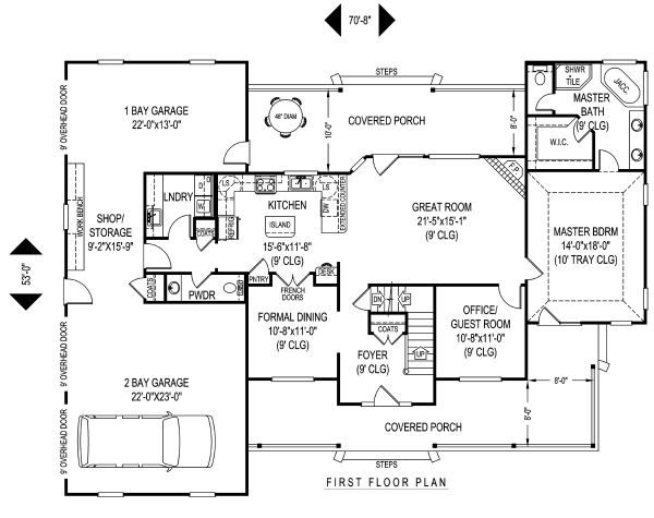 Home Plan - Farmhouse Floor Plan - Main Floor Plan #11-227