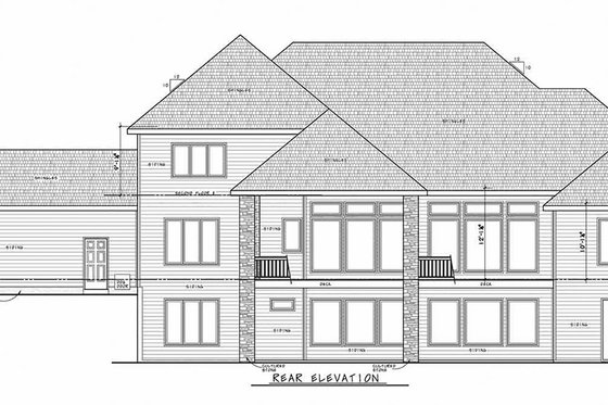Exterior - Rear Elevation for Craftsman House Plan #20-2337 - 3 bed, 3.5 bath