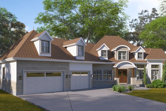 Exterior - Front Elevation 3 for European House Plan #1060-278 - 3 bed, 2.5 bath