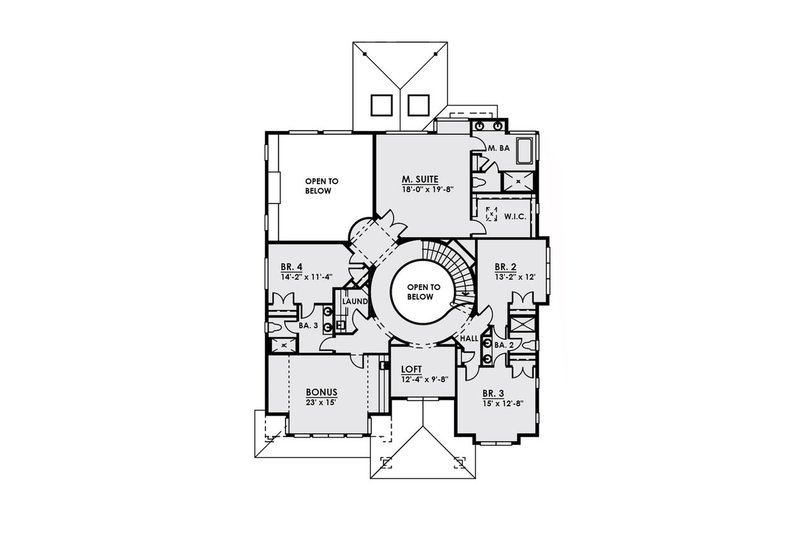 Dream House Plan - Floor Plan - Upper Floor for Contemporary House Plan #1066-21 - 5 bed, 4.5 bath