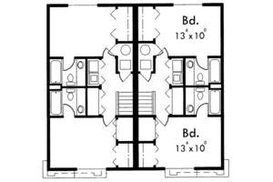 Floor Plan - Upper Floor for Traditional House Plan #303-361 - 2 bed, 2.5 bath