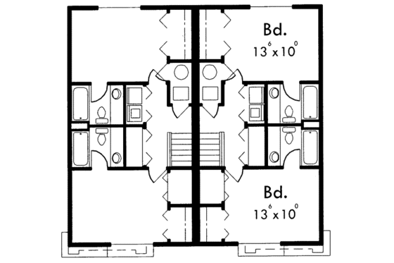 Floor Plan - Upper Floor for Traditional House Plan #303-361 - 2 bed, 2.5 bath