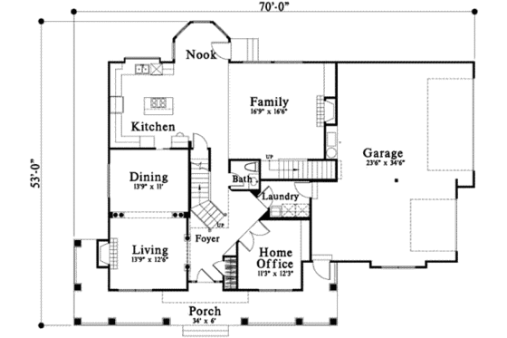 Floor Plan - Main Floor for Traditional House Plan #78-146 - 4 bed, 2.5 bath