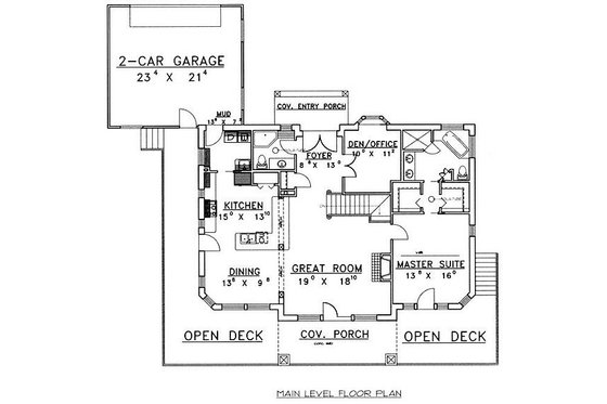 Floor Plan - Main Floor for Cabin House Plan #117-512 - 2 bed, 3 bath