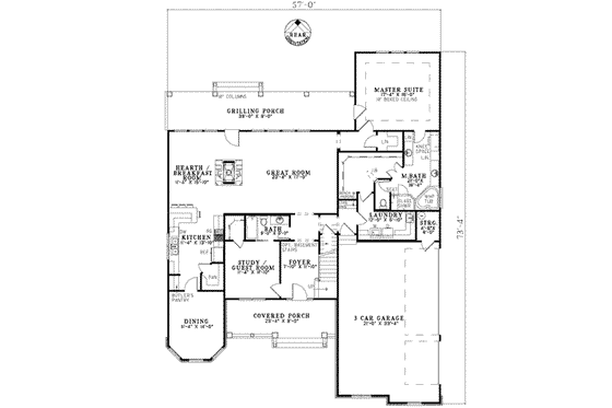 Floor Plan - Main Floor for European House Plan #17-1170 - 4 bed, 3 bath