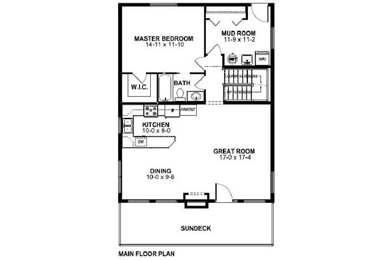 Floor Plan - Main Floor for Contemporary House Plan #126-166 - 3 bed, 2 bath