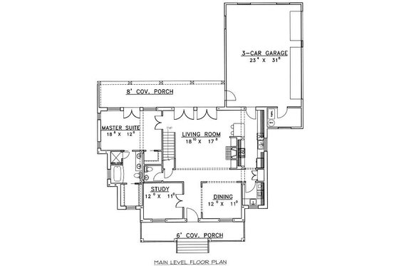 Floor Plan - Main Floor for European House Plan #117-520 - 2 bed, 2.5 bath