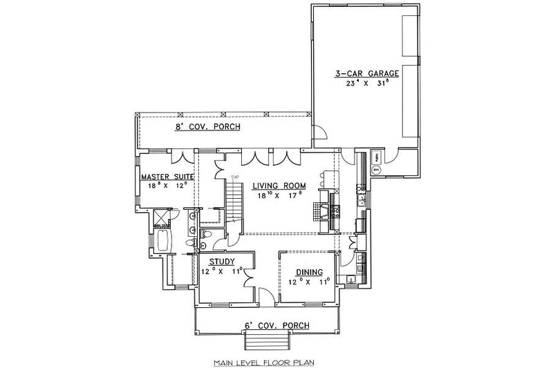 Home Plan - Floor Plan - Main Floor for European House Plan #117-520 - 2 bed, 2.5 bath