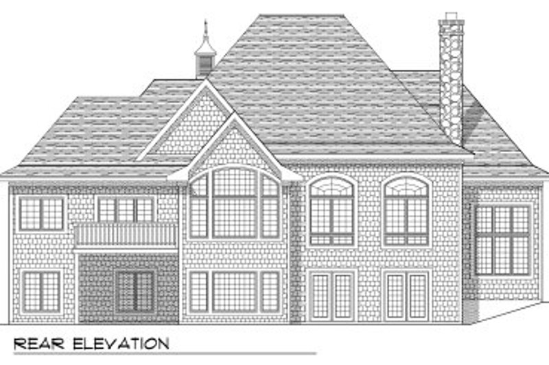 Home Plan - Exterior - Rear Elevation for European House Plan #70-777 - 4 bed, 3 bath