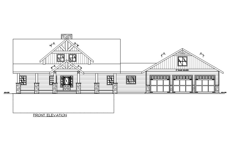 Architectural House Design - Exterior - Front Elevation 3 for Farmhouse House Plan #117-942 - 4 bed, 3 bath