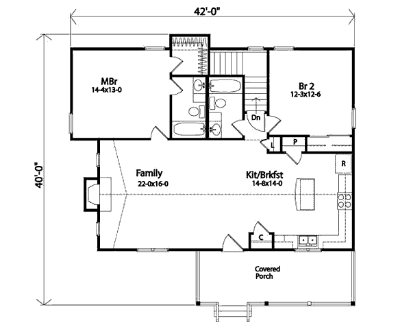House Plan Design - Cottage Floor Plan - Main Floor Plan #22-509