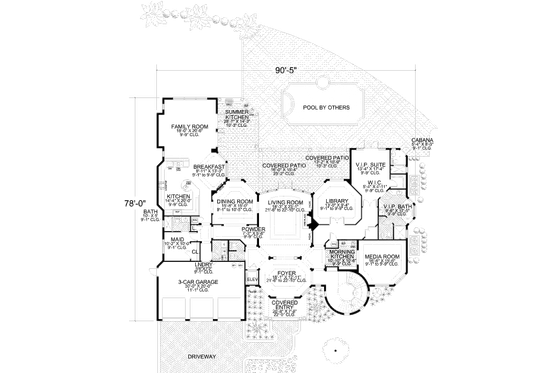 Floor Plan - Main Floor for Mediterranean House Plan #420-196 - 6 bed, 7.5 bath