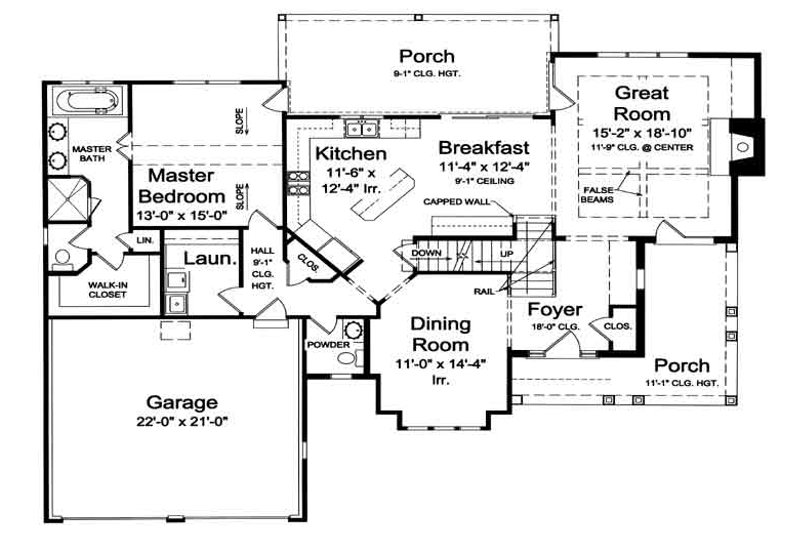Home Plan - Floor Plan - Main Floor for European House Plan #46-477 - 4 bed, 2.5 bath