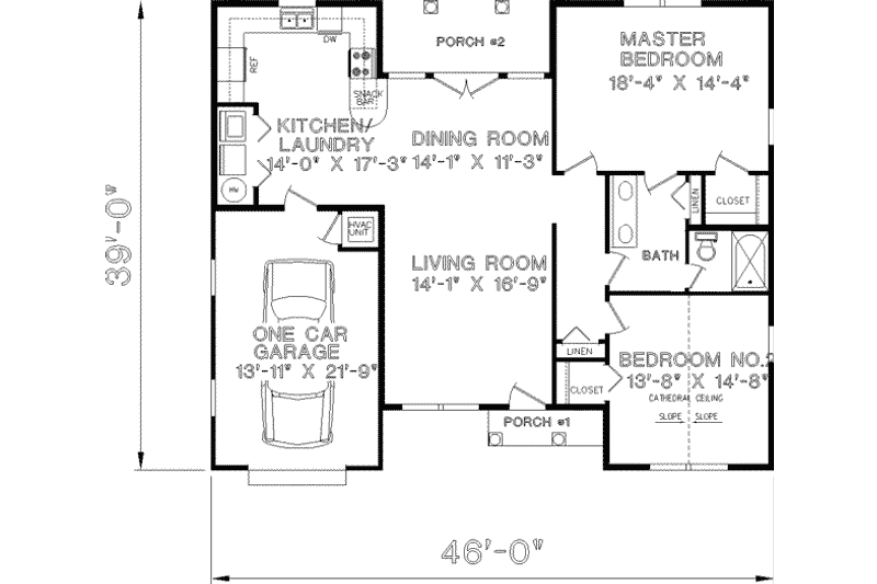 Dream House Plan - Floor Plan - Main Floor for European House Plan #44-131 - 2 bed, 1 bath