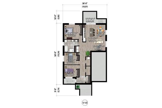 Floor Plan - Lower Floor for Contemporary House Plan #25-4991 - 9 bed, 3 bath
