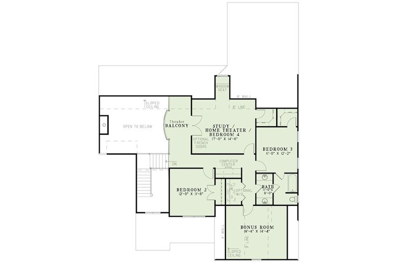 Architectural House Design - Floor Plan - Upper Floor for Craftsman House Plan #17-2416 - 3 bed, 2.5 bath
