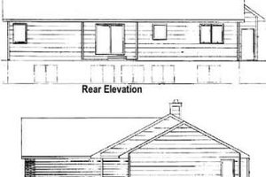 Exterior - Rear Elevation for Ranch House Plan #58-123 - 2 bed, 2 bath