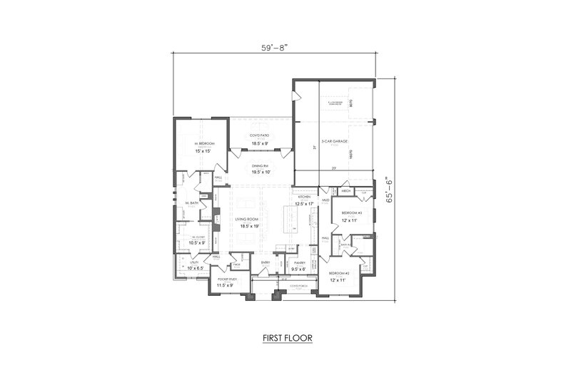 Dream House Plan - Floor Plan - Main Floor for European House Plan #1098-11 - 3 bed, 2.5 bath