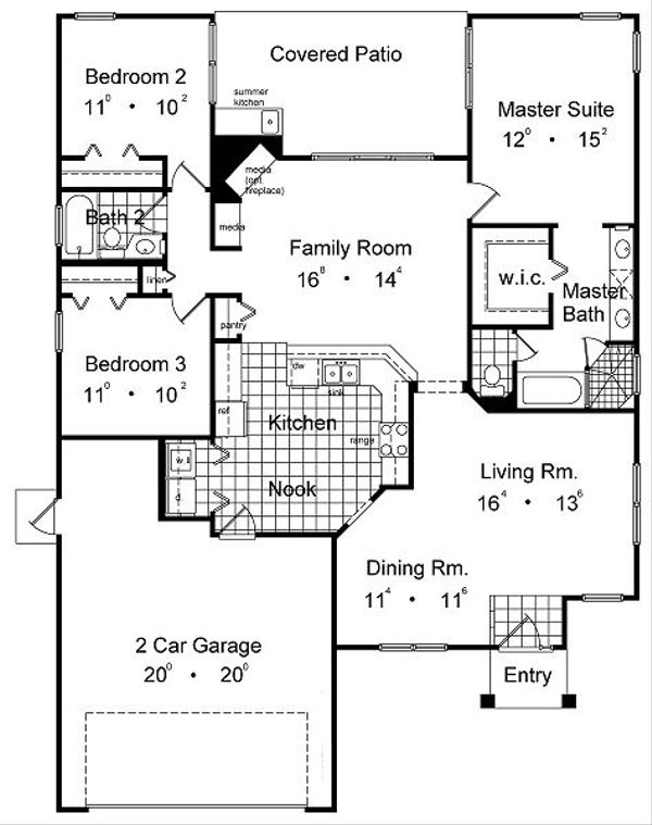 Mediterranean Floor Plan - Main Floor Plan #417-124