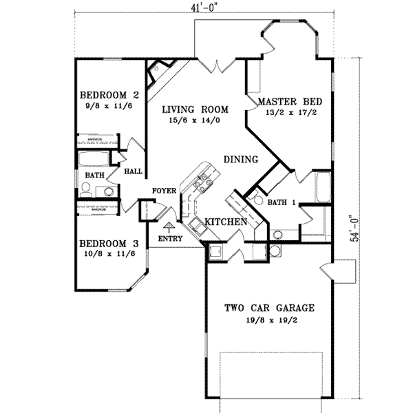 Adobe / Southwestern Floor Plan - Main Floor Plan #1-304