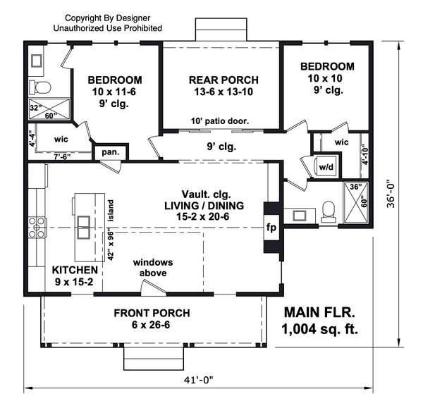 House Blueprint - Bungalow Floor Plan - Main Floor Plan #51-1447