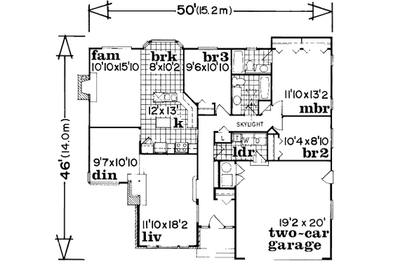 Floor Plan - Main Floor for Traditional House Plan #47-571 - 3 bed, 2 bath