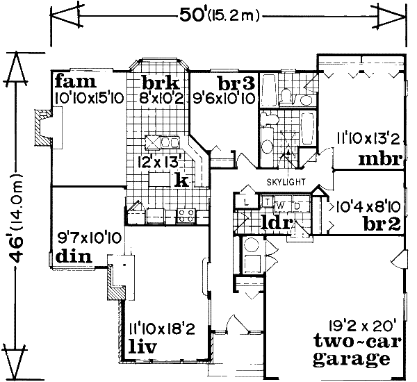 Floor Plan - Main Floor for Traditional House Plan #47-571 - 3 bed, 2 bath