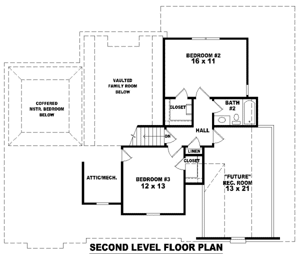 Traditional Floor Plan - Upper Floor Plan #81-798