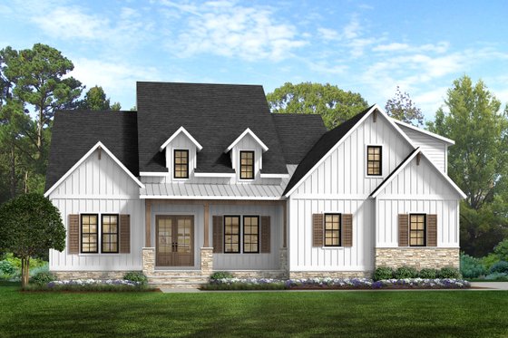 Exterior - Front Elevation for Farmhouse House Plan #1080-16 - 4 bed, 3.5 bath