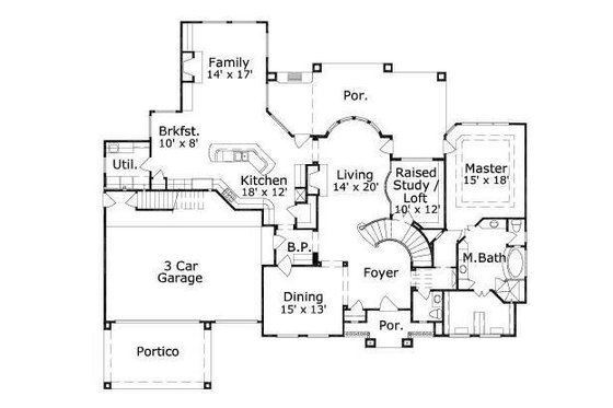 Floor Plan - Main Floor for Colonial House Plan #411-329 - 4 bed, 3.5 bath