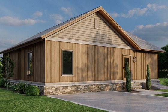 Exterior - Rear Elevation for Cabin House Plan #923-323 - 2 bed, 1.5 bath