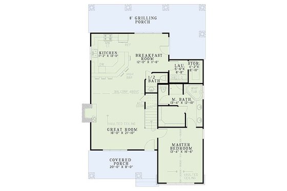 Floor Plan - Main Floor for Bungalow House Plan #17-2481 - 3 bed, 2 bath