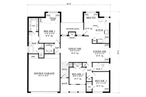 Floor Plan - Main Floor for Traditional House Plan #42-169 - 3 bed, 2 bath