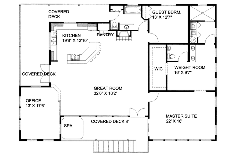 House Blueprint - Floor Plan - Main Floor for Bungalow House Plan #117-698 - 2 bed, 2 bath