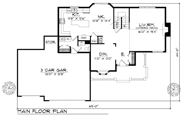 House Plan Design - Traditional Floor Plan - Main Floor Plan #70-374