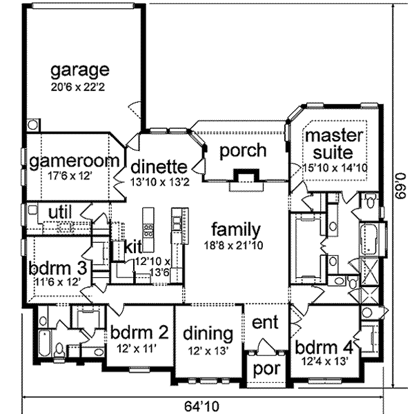 Traditional Floor Plan - Main Floor Plan #84-183