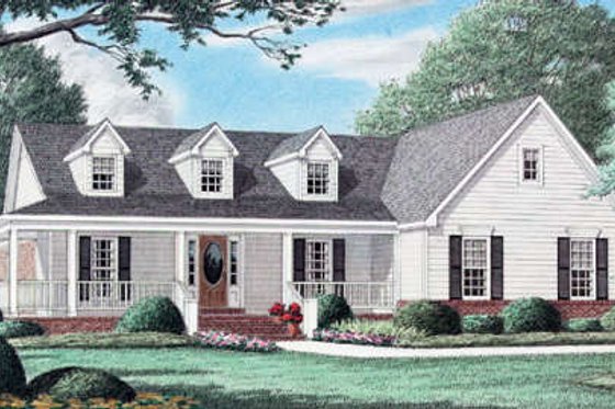 Exterior - Front Elevation for Country House Plan #34-127 - 3 bed, 3 bath