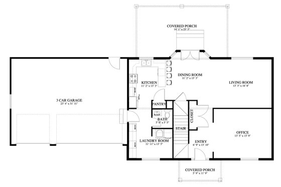 Floor Plan - Main Floor for Traditional House Plan #1060-206 - 4 bed, 2.5 bath
