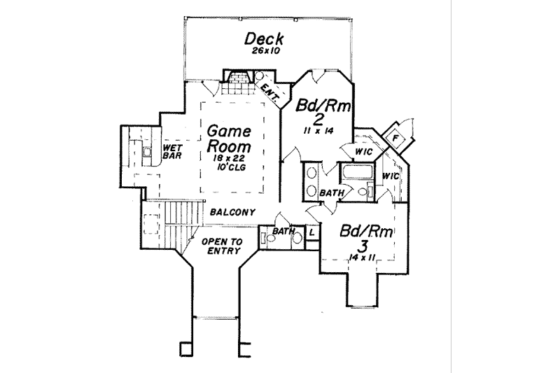 House Design - Floor Plan - Upper Floor for European House Plan #52-149 - 3 bed, 3 bath