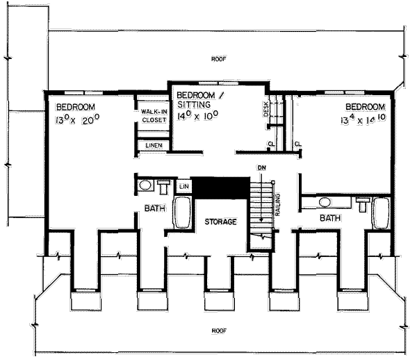 Architectural House Design - Country Floor Plan - Upper Floor Plan #72-455