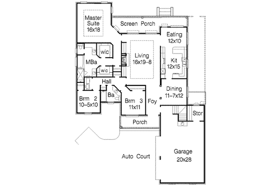 Floor Plan - Main Floor for European House Plan #15-265 - 3 bed, 2 bath