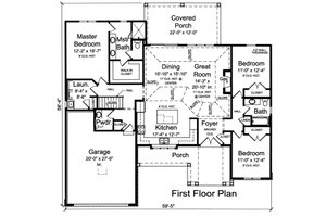 Floor Plan - Main Floor for Ranch House Plan #46-882 - 3 bed, 2.5 bath