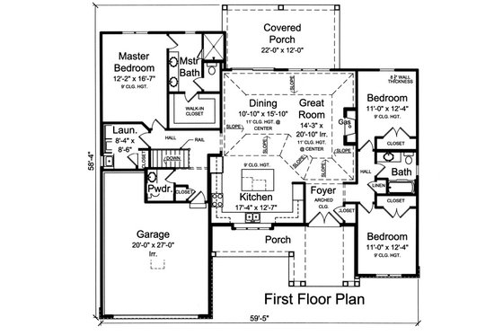 Floor Plan - Main Floor for Ranch House Plan #46-882 - 3 bed, 2.5 bath