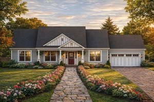 House Design - Exterior - Front Elevation for Country House Plan #1053-89 - 3 bed, 2 bath