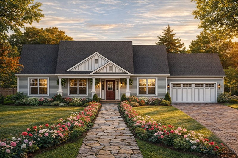 House Design - Exterior - Front Elevation 2 for Country House Plan #1053-89 - 3 bed, 2 bath